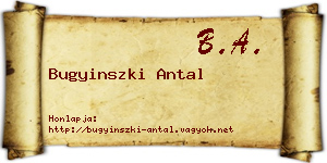 Bugyinszki Antal névjegykártya